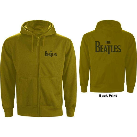 The Beatles Unisex Zipped Hoodie Sweatshirt Drop T Logo (Back Print) (X-Large)