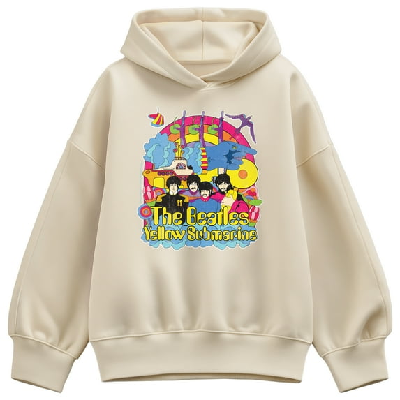 The Beatles - Vintage Yellow Submarine - Ladies Oversized Fleece Hoodie Sweatshirt