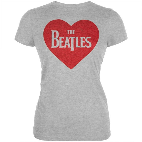 The Beatles Women's Juniors Red Heart Short Sleeve T Shirt