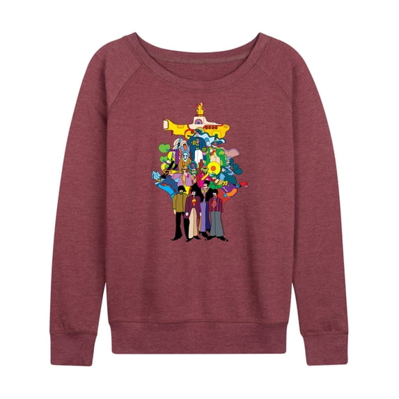 The Beatles - Women's Lightweight French Terry Wide Neck Long Sleeve Graphic Shirt