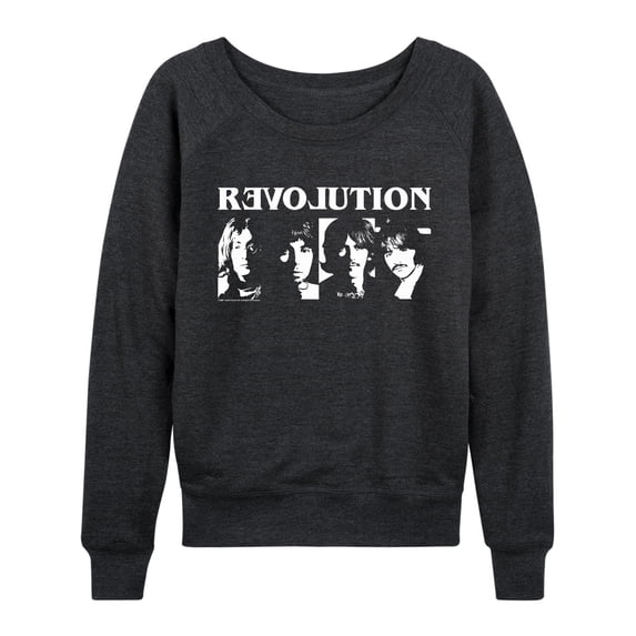 The Beatles - Women's Lightweight French Terry Wide Neck Long Sleeve Graphic Shirt