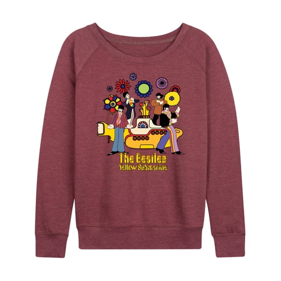 The Beatles - Women's Lightweight French Terry Wide Neck Long Sleeve Graphic Shirt