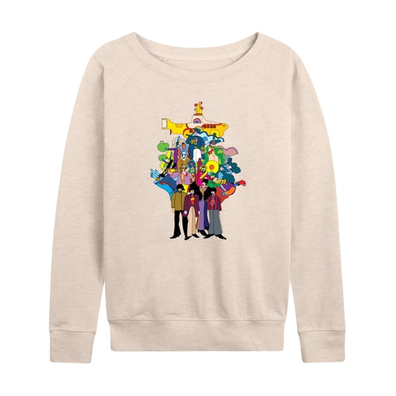 The Beatles - Women's Lightweight French Terry Wide Neck Long Sleeve Graphic Shirt