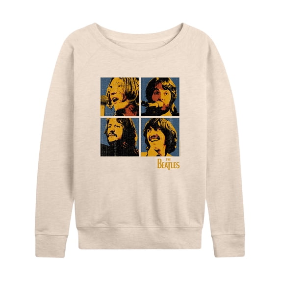 The Beatles - Women's Lightweight French Terry Wide Neck Long Sleeve Graphic Shirt