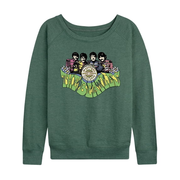 The Beatles - Women's Lightweight French Terry Wide Neck Long Sleeve Graphic Shirt