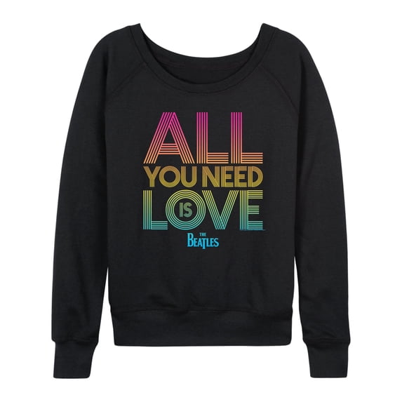 The Beatles - Women's Lightweight French Terry Wide Neck Long Sleeve Graphic Shirt