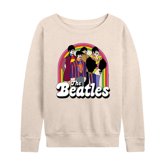 The Beatles - Women's Lightweight French Terry Wide Neck Long Sleeve Graphic Shirt