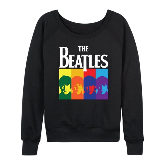 The Beatles - Women's Lightweight French Terry Wide Neck Long Sleeve Graphic Shirt