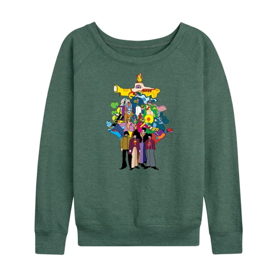 The Beatles - Women's Lightweight French Terry Wide Neck Long Sleeve Graphic Shirt