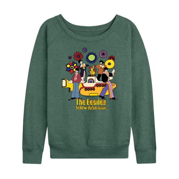 The Beatles - Women's Lightweight French Terry Wide Neck Long Sleeve Graphic Shirt