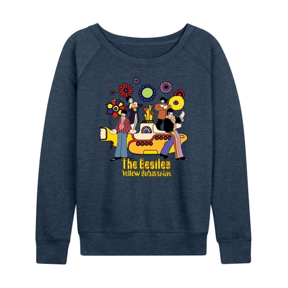 The Beatles - Women's Lightweight French Terry Wide Neck Long Sleeve Graphic Shirt