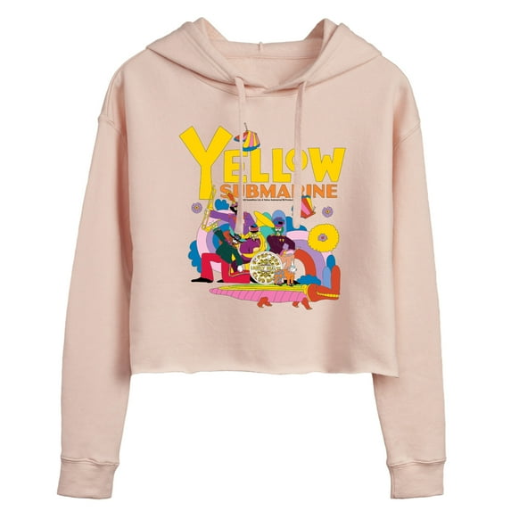 The Beatles - YS Doodle - Juniors Cropped Long Sleeve Fleece Hoodie