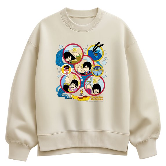 The Beatles - Yellow Submarine Circles - Women's Oversized Fleece Crew Sweatshirt