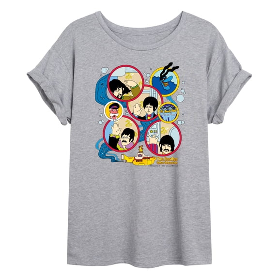 The Beatles - Yellow Submarine Circles - Juniors Oversized Graphic T-Shirt