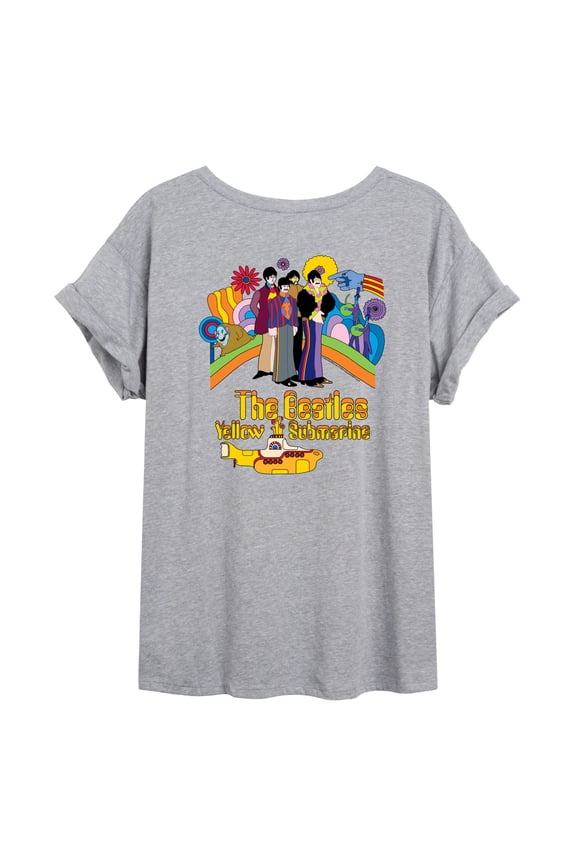 - Retro Yellow Submarine - Juniors Oversized Graphic T-Shirt