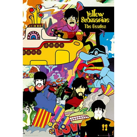 The Beatles Yellow Submarine Collage Poster - 24.5" x 36.5" - Laminated