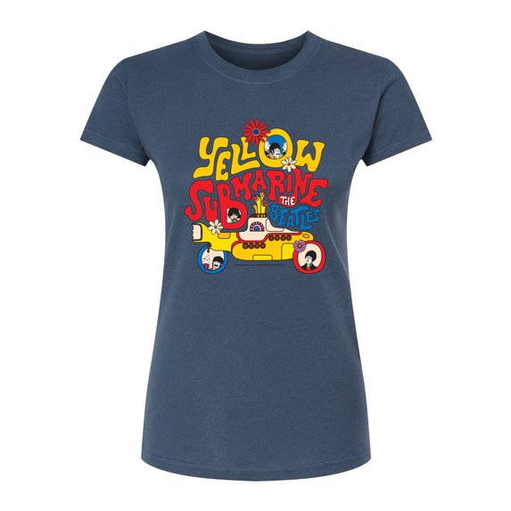 The Beatles - Yellow Submarine Letters - Juniors Fitted Short Sleeve Graphic T-Shirt