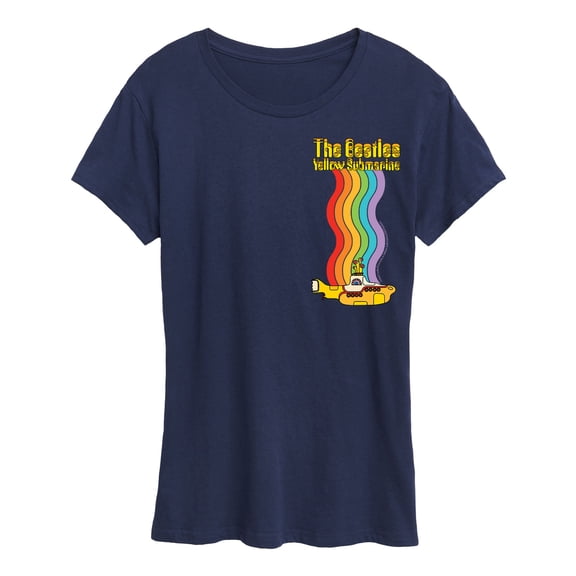 The Beatles - Yellow Submarine Oversized Left Chest Graphic - Women's Short Sleeve Graphic T-Shirt