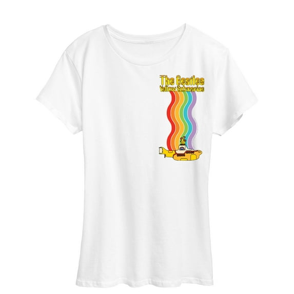 The Beatles - Yellow Submarine Oversized Left Chest Graphic - Women's Short Sleeve Graphic T-Shirt