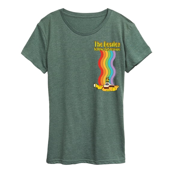 The Beatles - Yellow Submarine Oversized Left Chest Graphic - Women's Short Sleeve Graphic T-Shirt