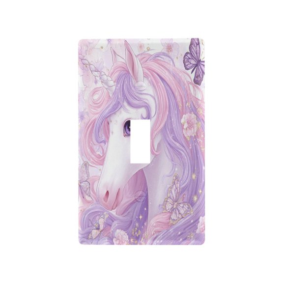 The Beautiful Unicorn Decorative Wall Plate, Flame Retardant PC Plastic Light Switch & Outlet Cover with Mounting Screws Fits Toggle Switch