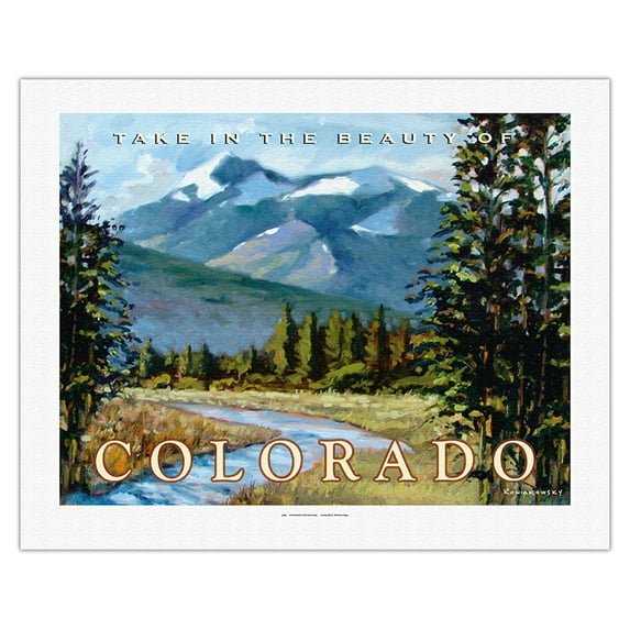 The Beauty of Colorado - Vintage Travel Poster by Wade Koniakowsky - Fine Art Rolled Canvas Print 20in x 26in
