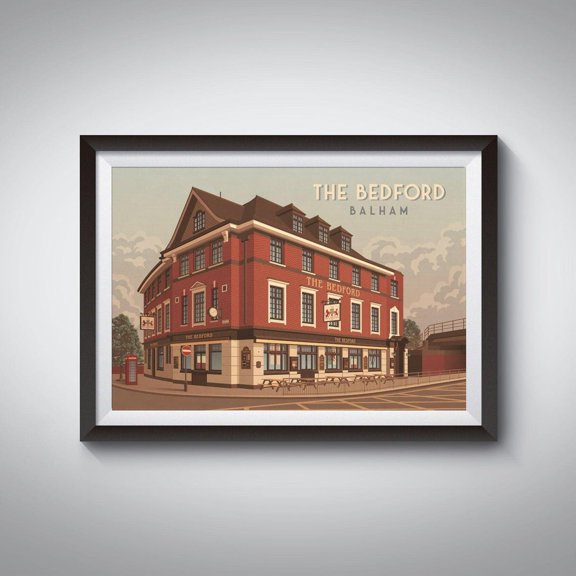 The Bedford Balham South London Music Venue Pub Artwork, Unframed Paper Poster 8x10in