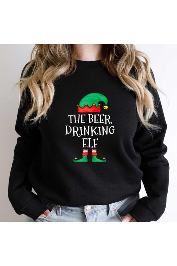 The Beer Drinking Fairy Funny Christmas Family Sweater Holiday Graphic SW5426 Unisex Sweatshirt, Up to Size 5XL