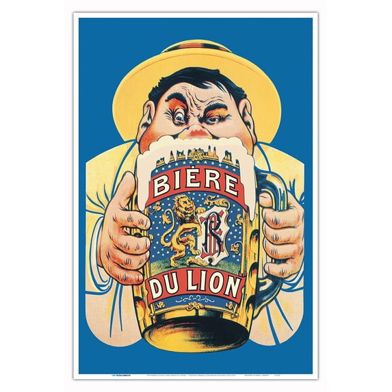 The Beer of the Lion (Bier Du Lion) - Vintage France Advertising Poster by Eugene Ogé c.1922 - Master Art Print (Unframed) 12in x 18in