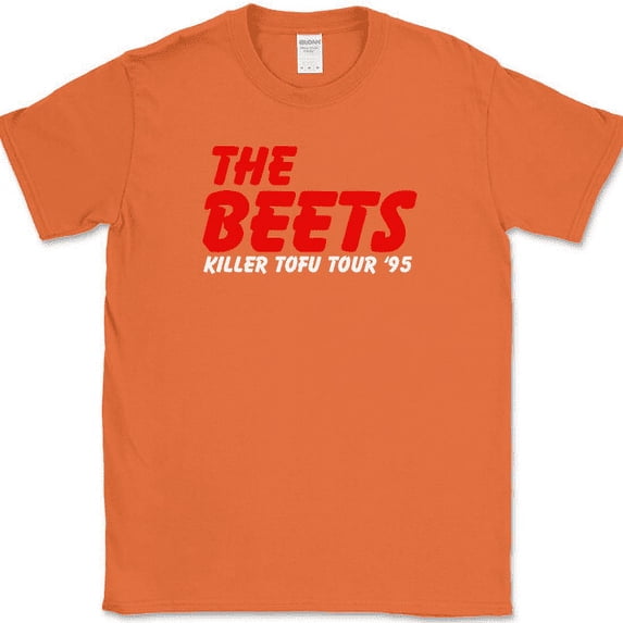 The Beets Killer Tofu Tour 95 T-Shirt Funny Cartoon Doug Band Tee - Orange, XL