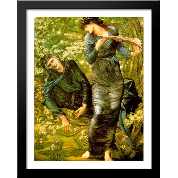 The Beguiling of Merlin 28x36 Large Black Wood Framed Print Art by Edward Burne Jones