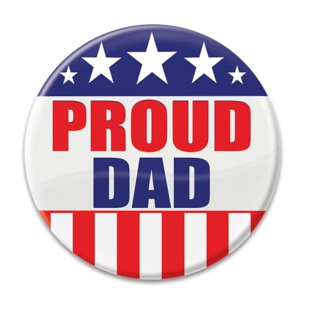 Beistle BT018 Patriotic"Proud Dad" Cardstock Button, Multicolor