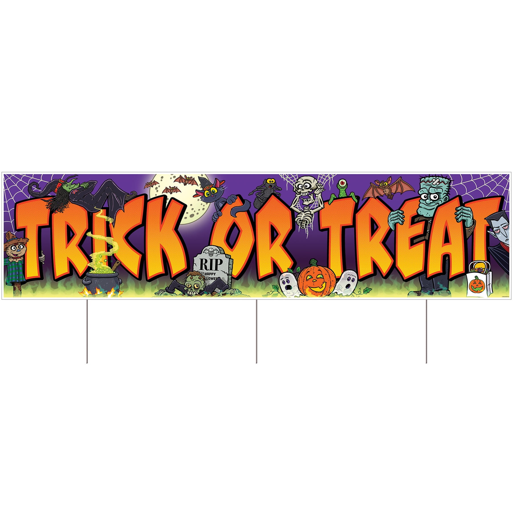 Plastic Jumbo Trick Or Treat Yard Sign, 11.75" x 3' 11", (1/Pkg)