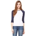 thumbnail image 1 of The Bella + Canvas Ladies Baby Rib 3/4 Sleeve Contrast Raglan T-Shirt - WHITE/ NAVY - S, 1 of 2