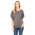thumbnail image 1 of The Bella + Canvas Ladies Flowy Draped Sleeve Dolman T-Shirt - DRK GREY HEATHER - S, 1 of 2