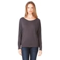 thumbnail image 1 of The Bella + Canvas Ladies Flowy Long Sleeve Off Shoulder T-Shirt - DARK GREY - XS, 1 of 3