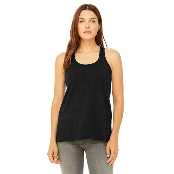The Bella + Canvas Ladies Flowy Racerback Tank Top - BLACK HEATHER - L