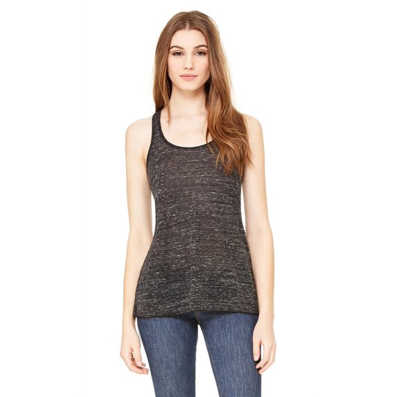 The Bella + Canvas Ladies Flowy Racerback Tank Top - BLACK MARBLE - XS