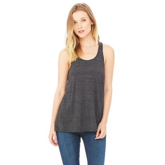 The Bella + Canvas Ladies Flowy Racerback Tank Top - CHRCL BLK SLUB - L