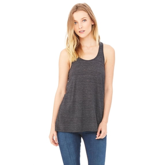 The Bella + Canvas Ladies Flowy Racerback Tank Top - CHRCL BLK SLUB - M