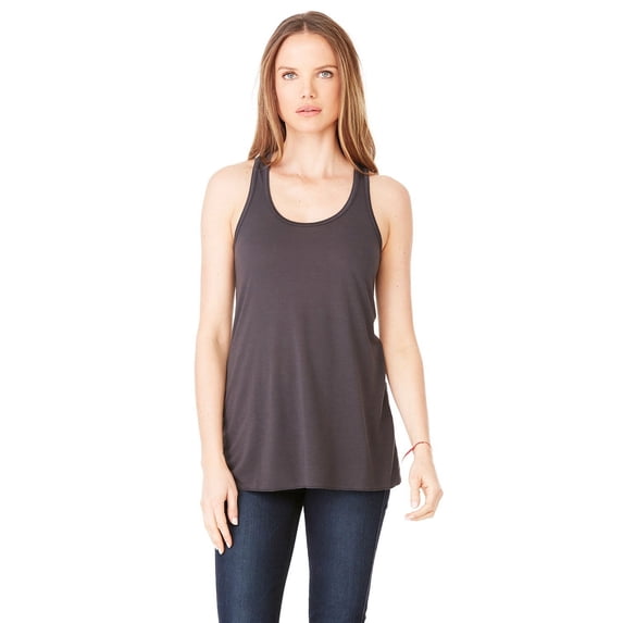 The Bella + Canvas Ladies Flowy Racerback Tank Top - DARK GREY - 2XL