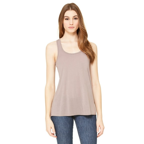The Bella + Canvas Ladies Flowy Racerback Tank Top - PEBBLE BROWN - S