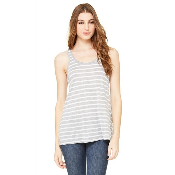 The Bella + Canvas Ladies Flowy Racerback Tank Top - STR ATH HTR/ WHT - M