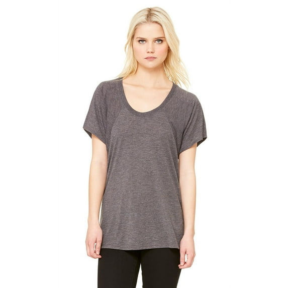 The Bella + Canvas Ladies Flowy Raglan T-Shirt - DRK GREY HEATHER - L