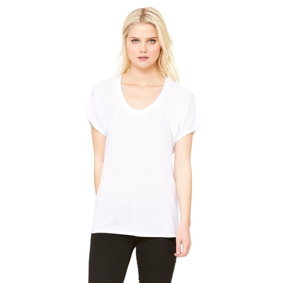 The Bella + Canvas Ladies Flowy Raglan T-Shirt - WHITE - S