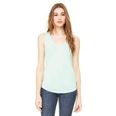 The Bella + Canvas Ladies Flowy V-Neck Tank Top - MINT - L