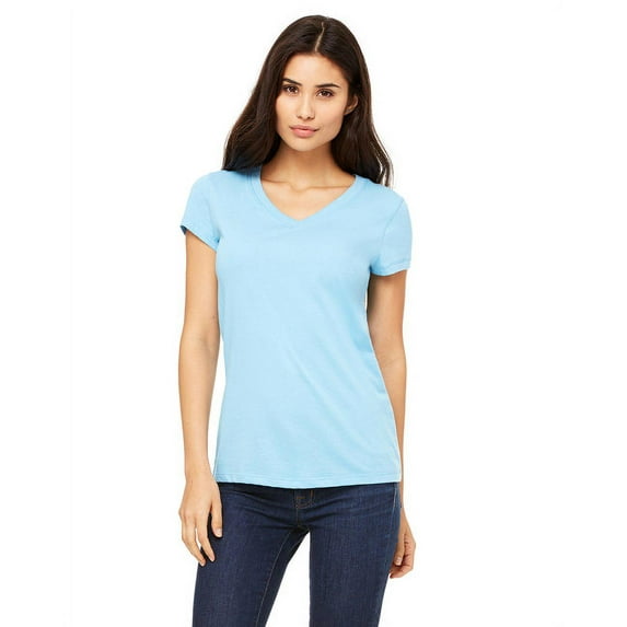 The Bella + Canvas Ladies Jersey Short Sleeve V-Neck T-Shirt - OCEAN BLUE - S