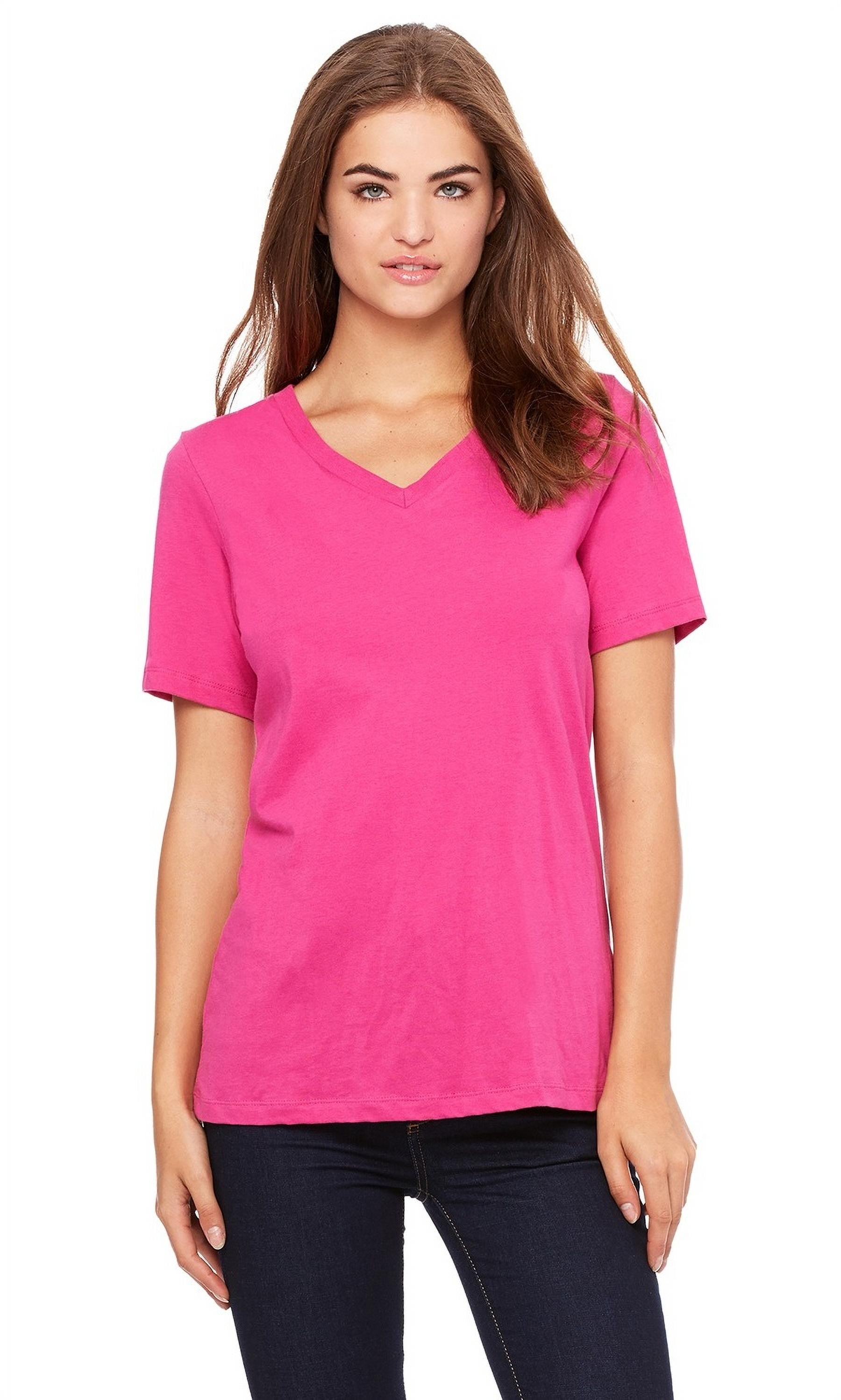 Bella + Canvas, The Ladies' Relaxed Jersey V-Neck T-Shirt - HEATHER PEACH -  XL