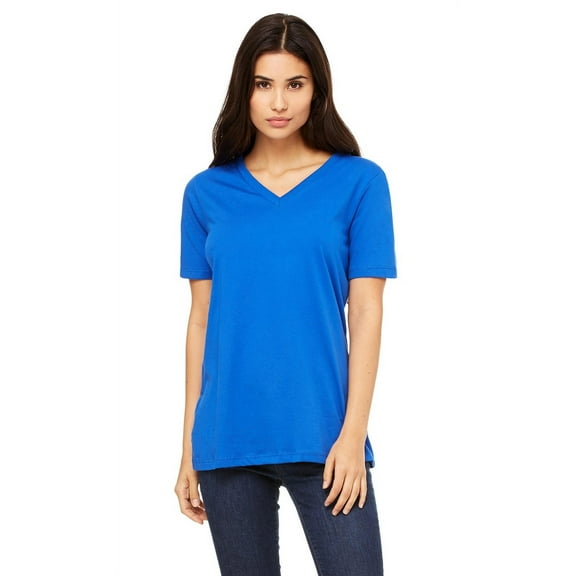 The Bella   Canvas Ladies Relaxed Jersey Short Sleeve V-Neck T-Shirt - TRUE ROYAL - S