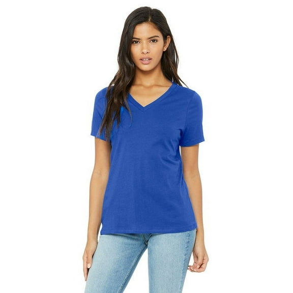 The Bella + Canvas Ladies Relaxed Jersey Short Sleeve V-Neck T-Shirt - TRUE ROYAL - XL